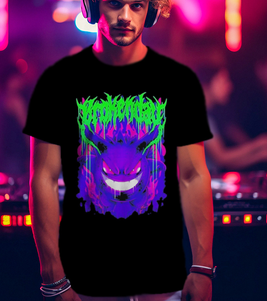 Brokenday Gengar Shadow Ball Bootleg Purple Neon T-Shirt