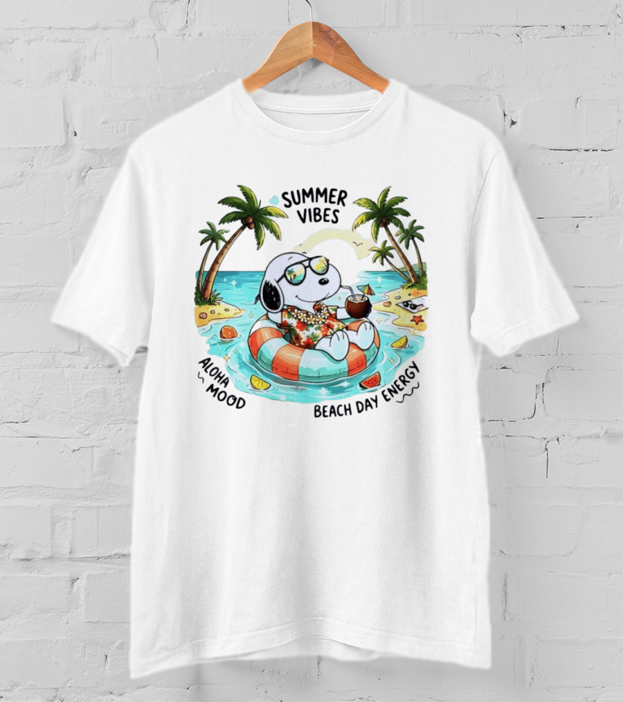 Summer Vibes Aloha Mood Beach Day Energy Snoopy Relaxing T-Shirt