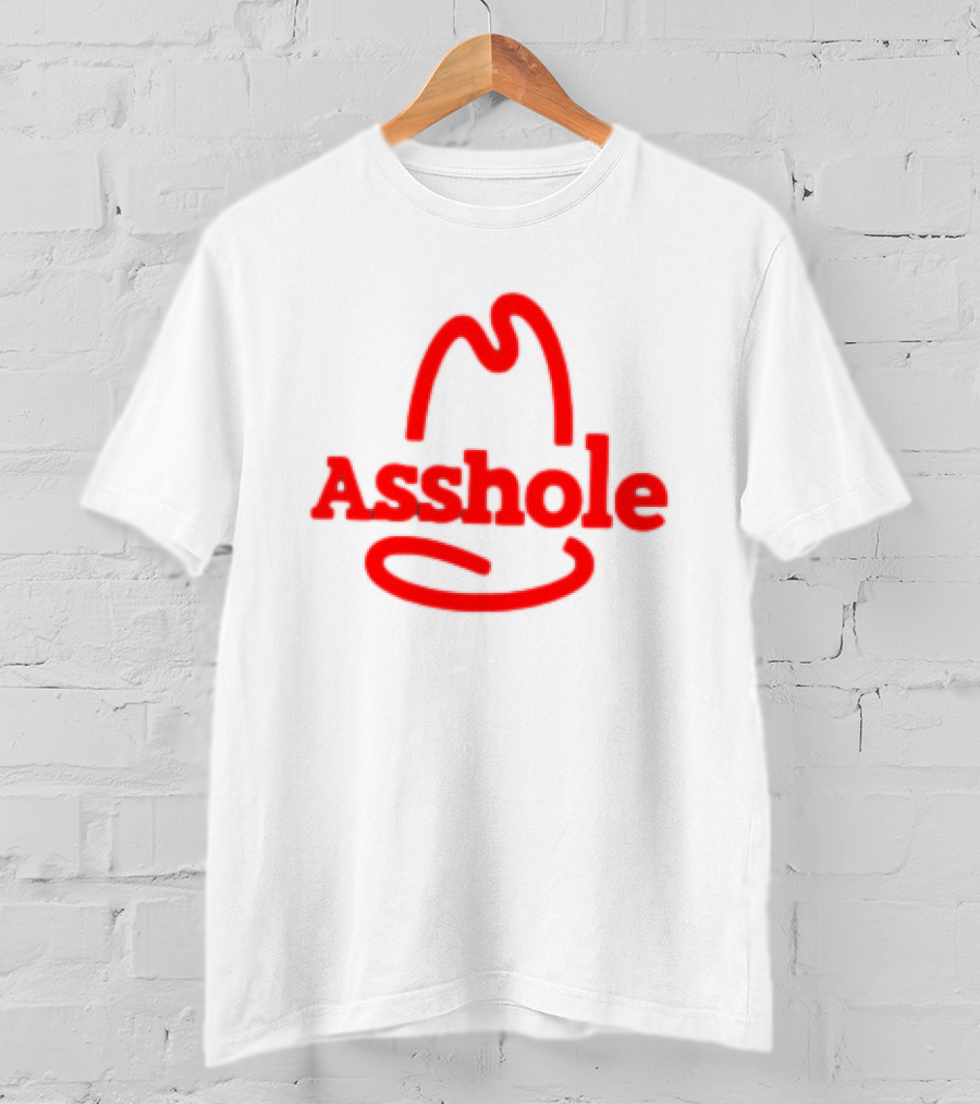 Asshole Cowboy Hat Red Outline Minimalist T-Shirt