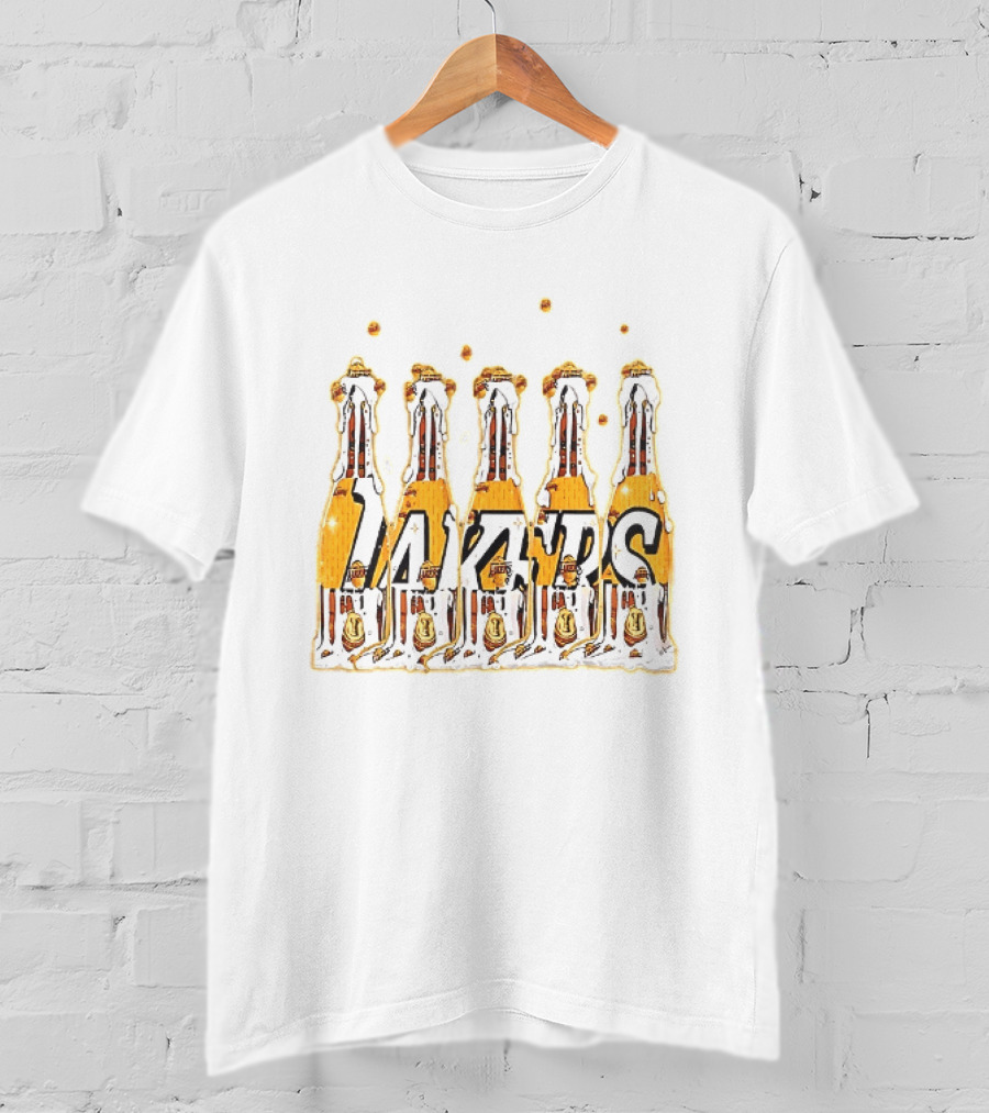 Lakers Champagne Bottle Celebration Popping Bubbles T-Shirt