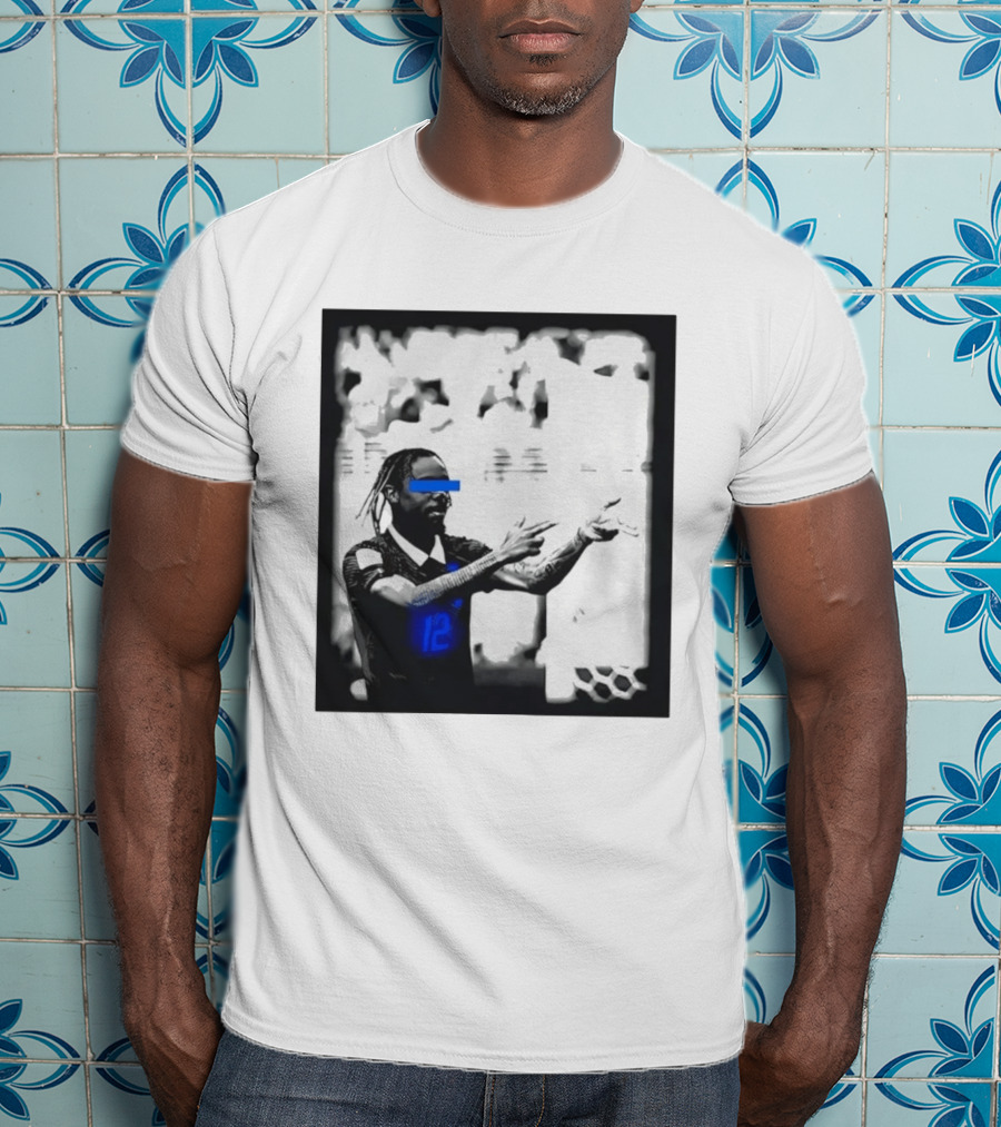 Bradley Barcola France Parasite Number 12 Footballer Blue Accents T-Shirt