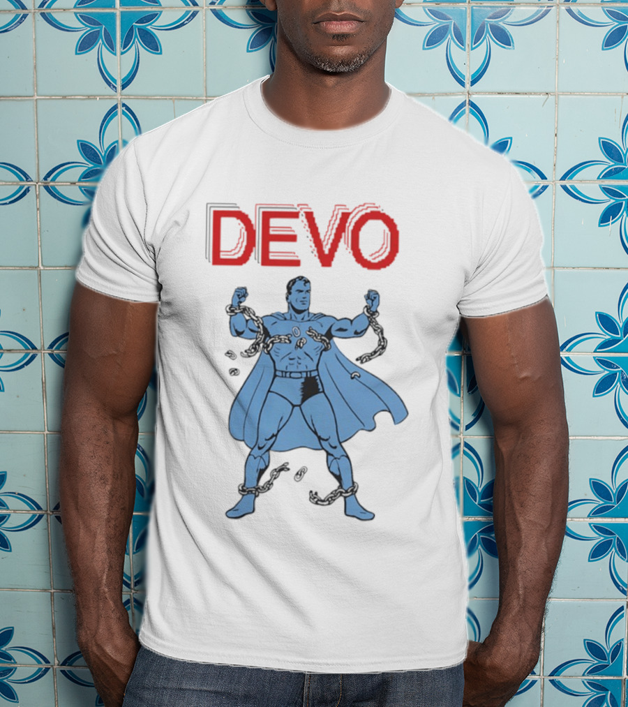 Devo Superhero Comic Style Action Figure T-Shirt