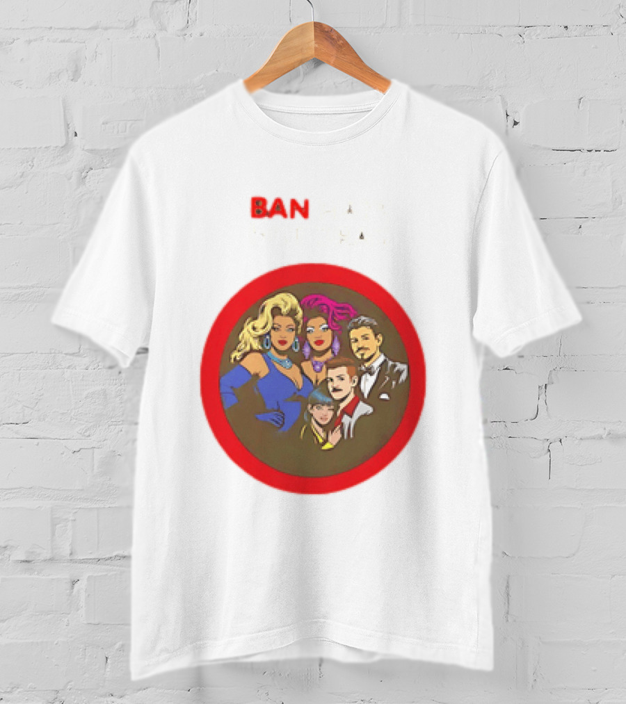 Ban Hate Not Drag Retro LGBTQ+ Inclusive Message T-Shirt