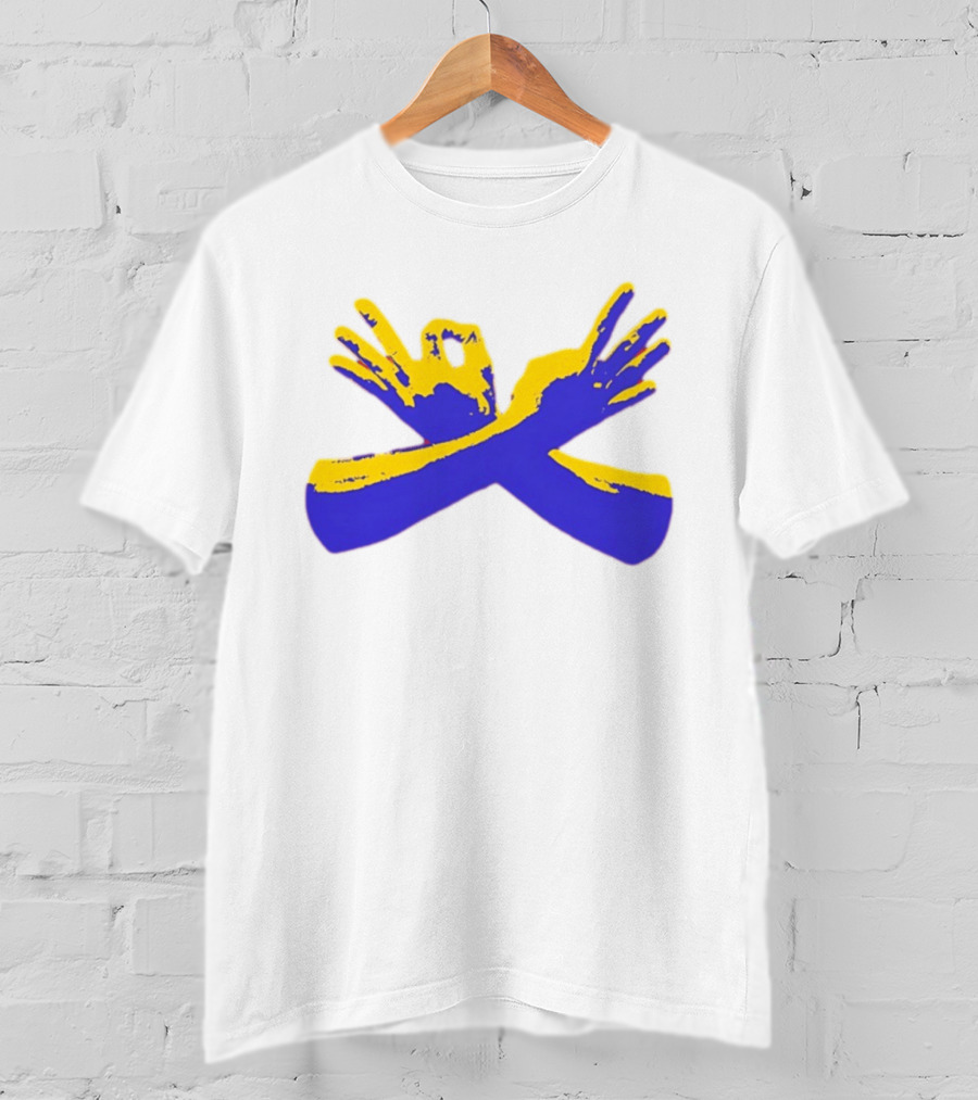Hand Gesture Okay Yellow Blue Crossed Hands T-Shirt