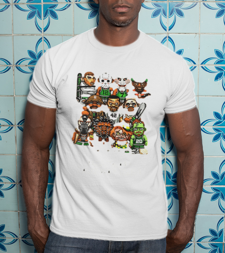 Nightmare Causeway Street Boston Celtics Horror Icons Mashup T-Shirt