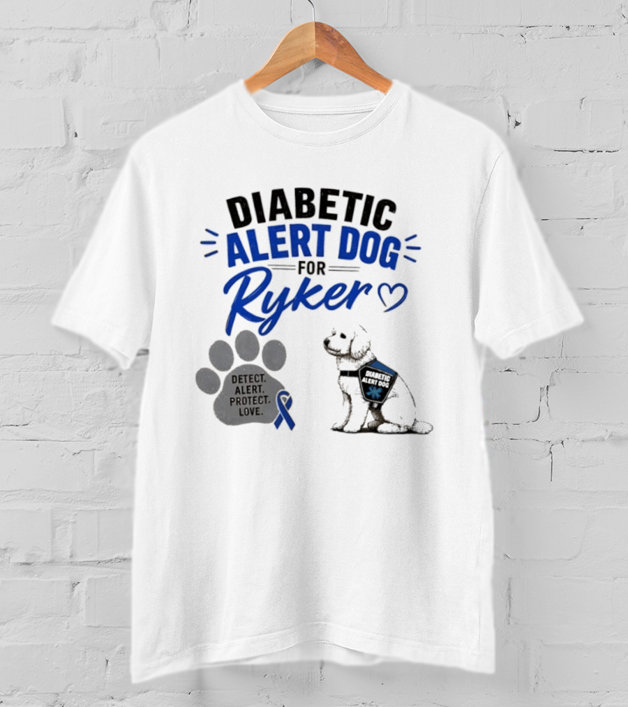 Diabetic Alert Dog Detect Protect Love Ribbon Ryker T-Shirt