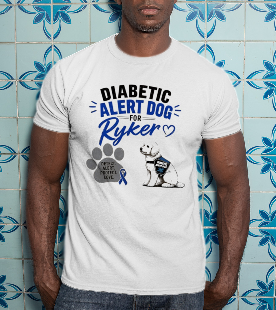 Diabetic Alert Dog Detect Protect Love Ribbon Ryker T-Shirt