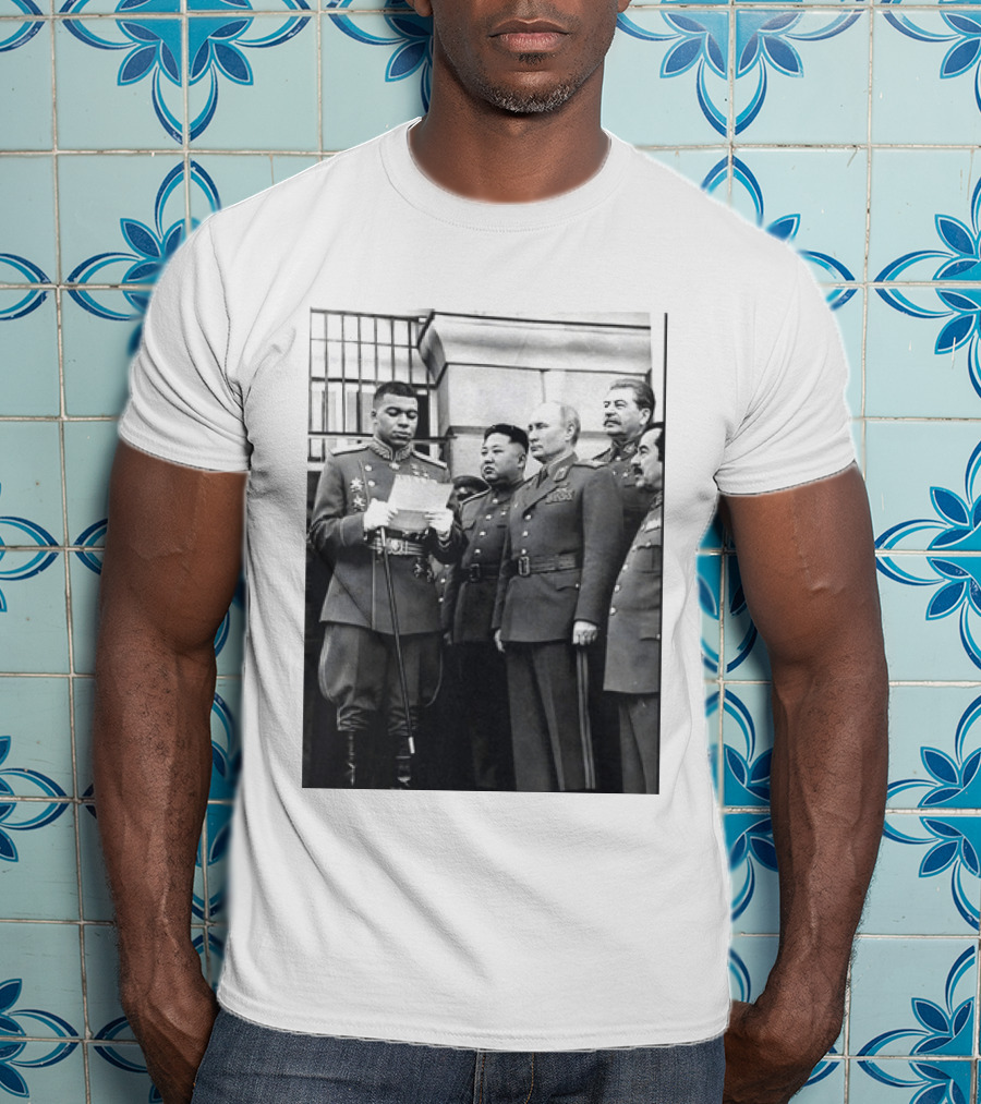 Kylian Mbappé In Historical Dictator Military Uniform Speech Photo T-Shirt