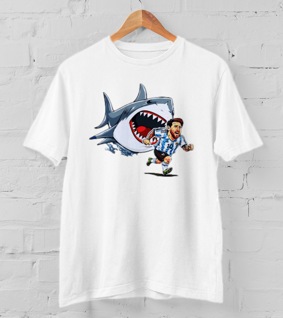Lionel Messi Argentina Great White Shark Chase Soccer Star T-Shirt