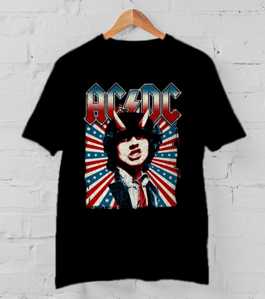 AC DC PWR Up Tour 2026 North America Highway To Hell USA Red White Blue Stripes T-Shirt