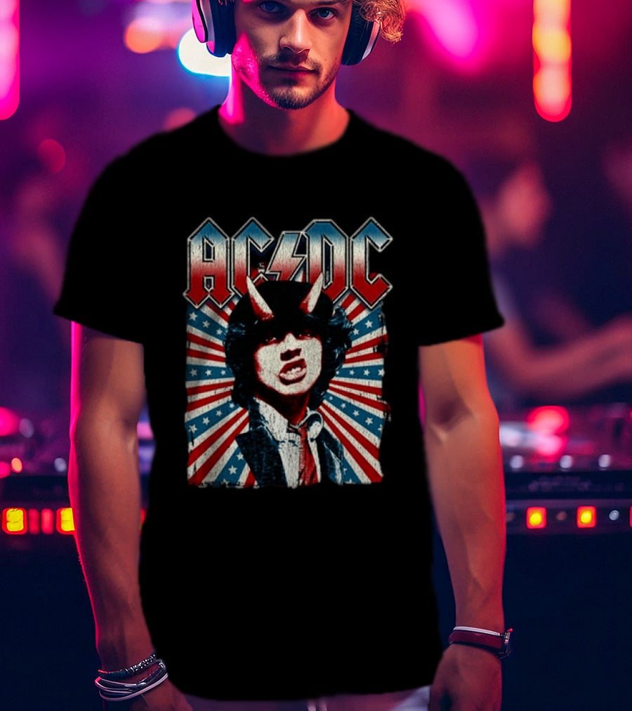 AC DC PWR Up Tour 2026 North America Highway To Hell USA Red White Blue Stripes T-Shirt
