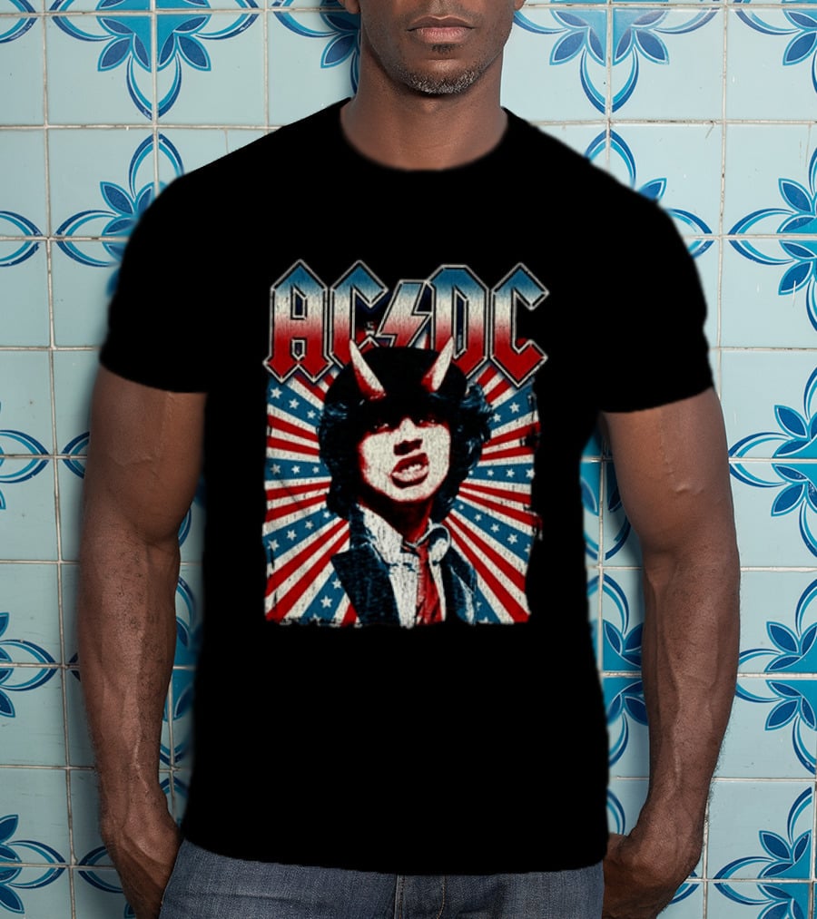 AC DC PWR Up Tour 2026 North America Highway To Hell USA Red White Blue Stripes T-Shirt