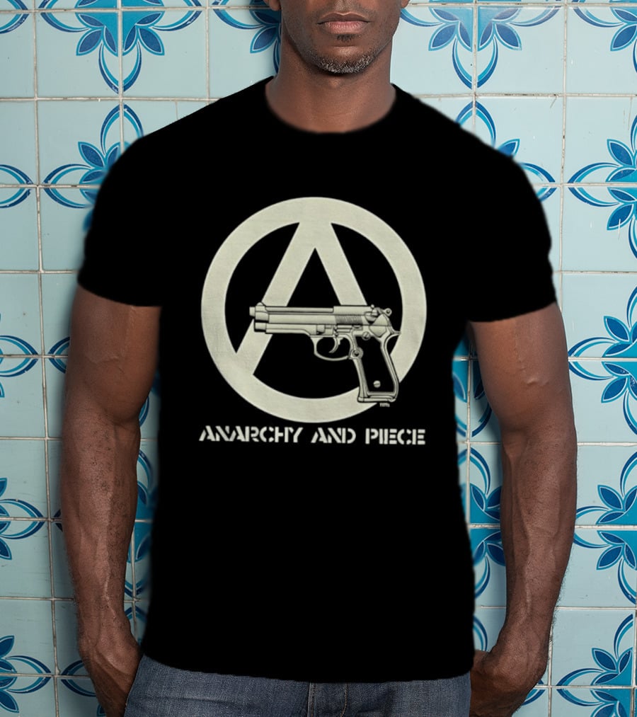 Anarchy And Piece Peace Sign With Gun T-Shirt
