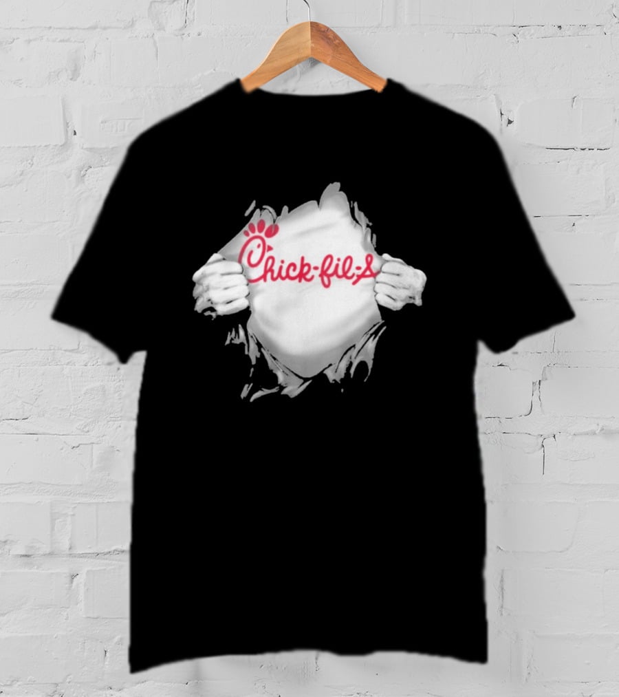 Chick Fil A Superhero Ripped Chest Torn Employee T-Shirt