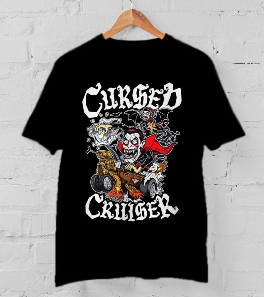 Cursed Cruiser Vampire Hot Rod With Bat And Tooth Jar T-Shirt