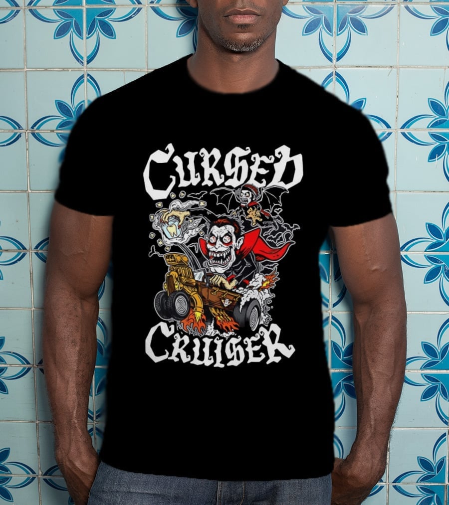Cursed Cruiser Vampire Hot Rod With Bat And Tooth Jar T-Shirt