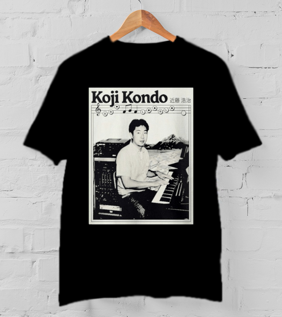 Koji Kondo Iconic Music Composer With Musical Notes And Piano Mastery T-Shirt