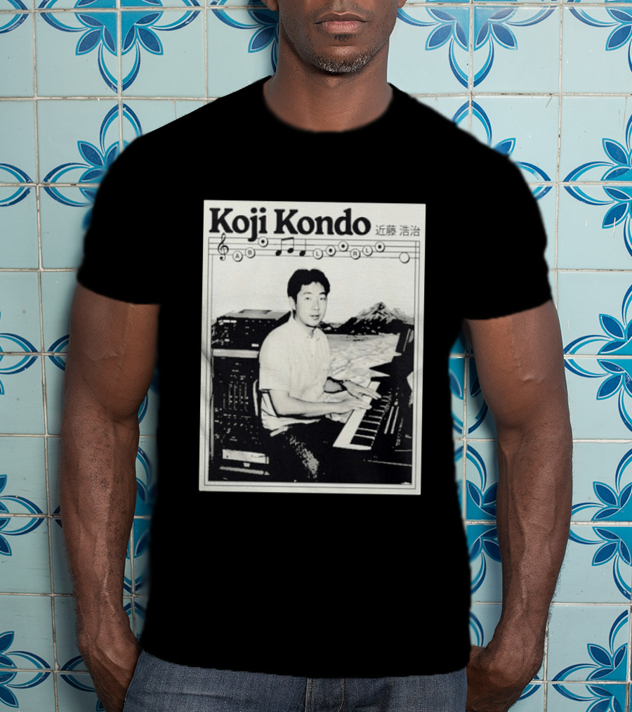 Koji Kondo Iconic Music Composer With Musical Notes And Piano Mastery T-Shirt