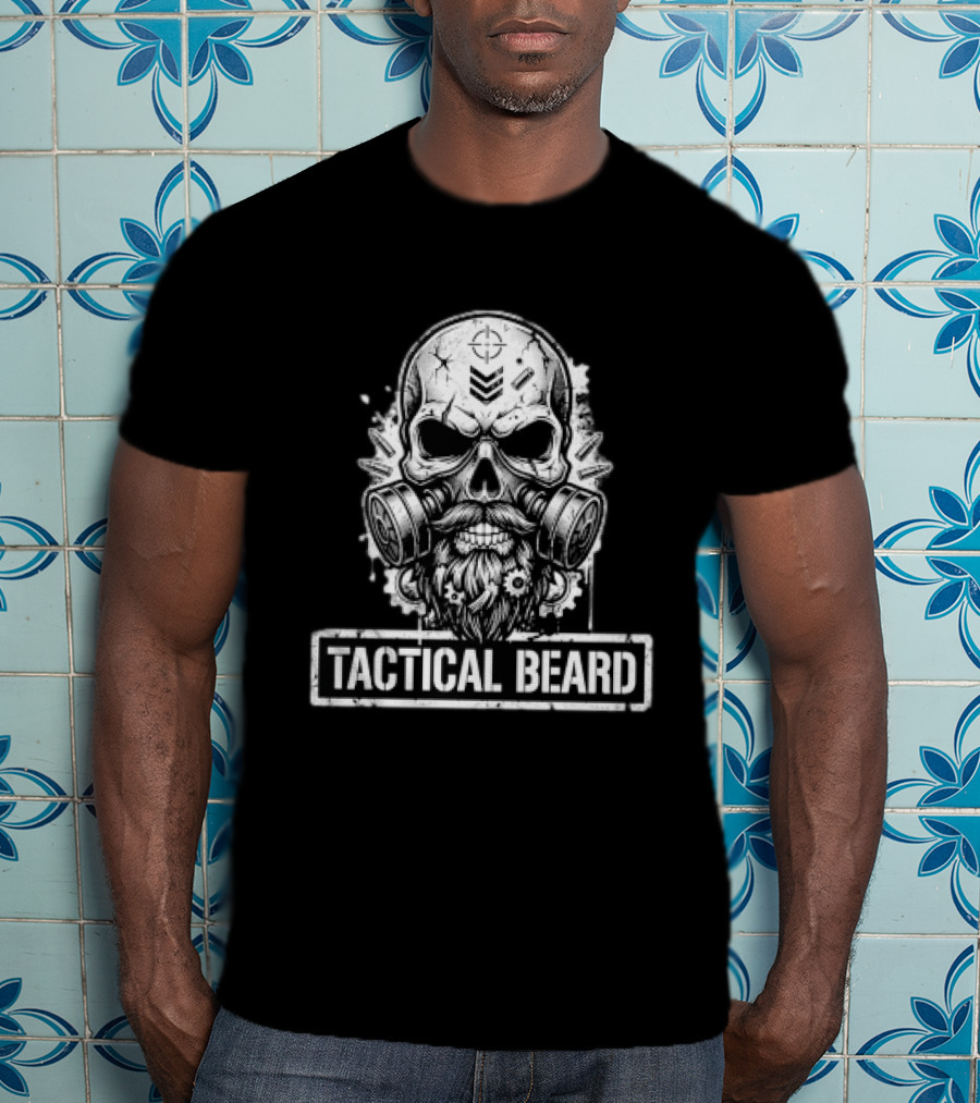 Tactical Beard Gas Mask Skull Military Veteran Protest Owner T-Shirt