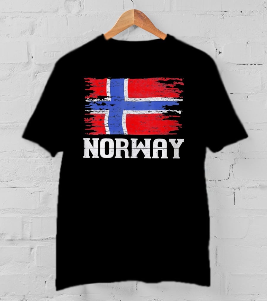 Norway Distressed Nordic Heritage Grunge Aesthetic Flag T-Shirt
