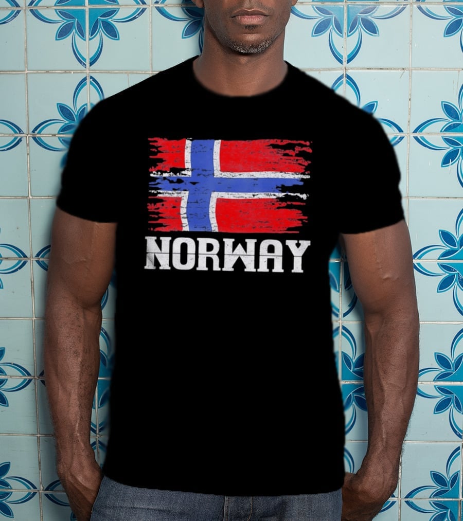 Norway Distressed Nordic Heritage Grunge Aesthetic Flag T-Shirt