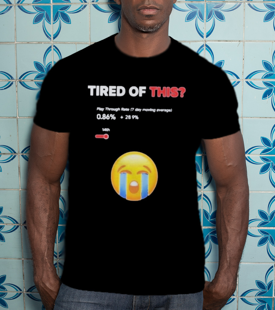 Tired Of This Play Through Rate 0.86% Crying Emoji Trend T-Shirt