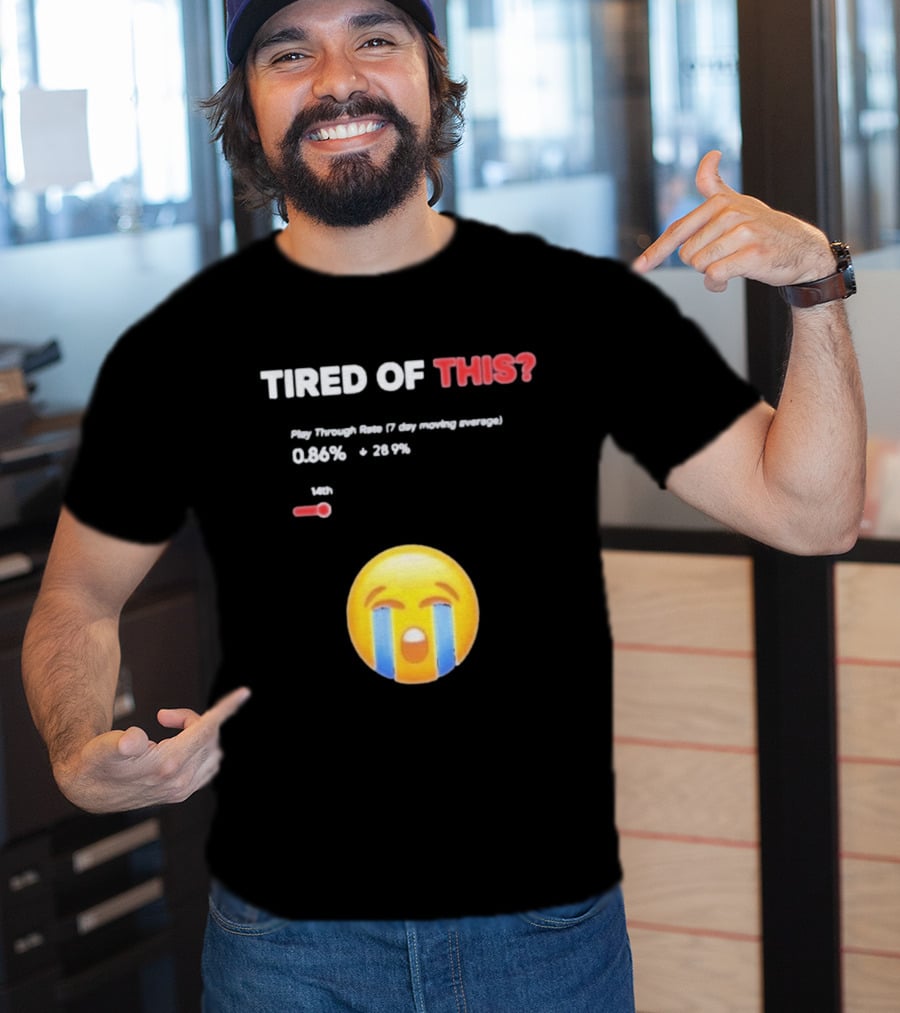 Tired Of This Play Through Rate 0.86% Crying Emoji Trend T-Shirt