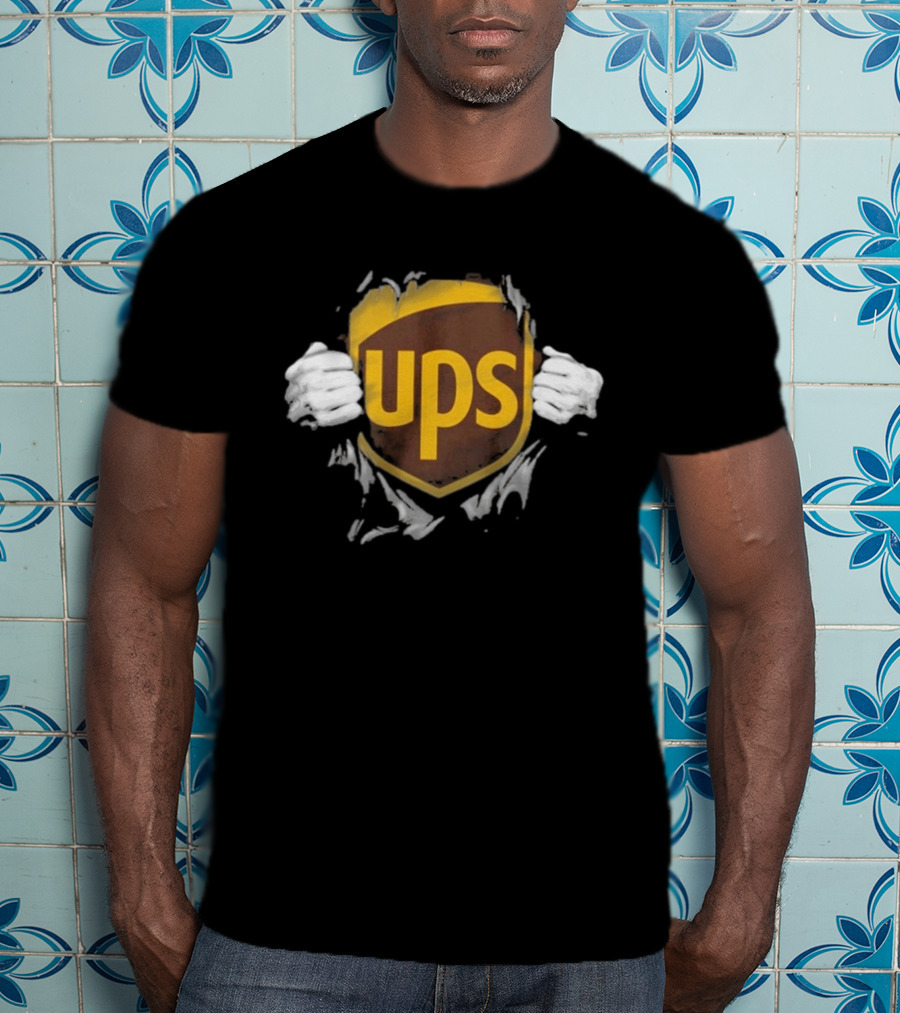 UPS Ripped Chest Superhero Torn Employee T-Shirt