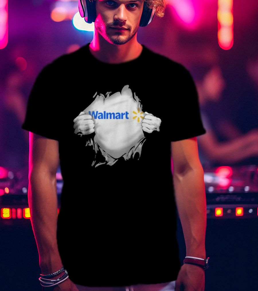 Walmart Ripped Chest Superhero Torn Employee T-Shirt