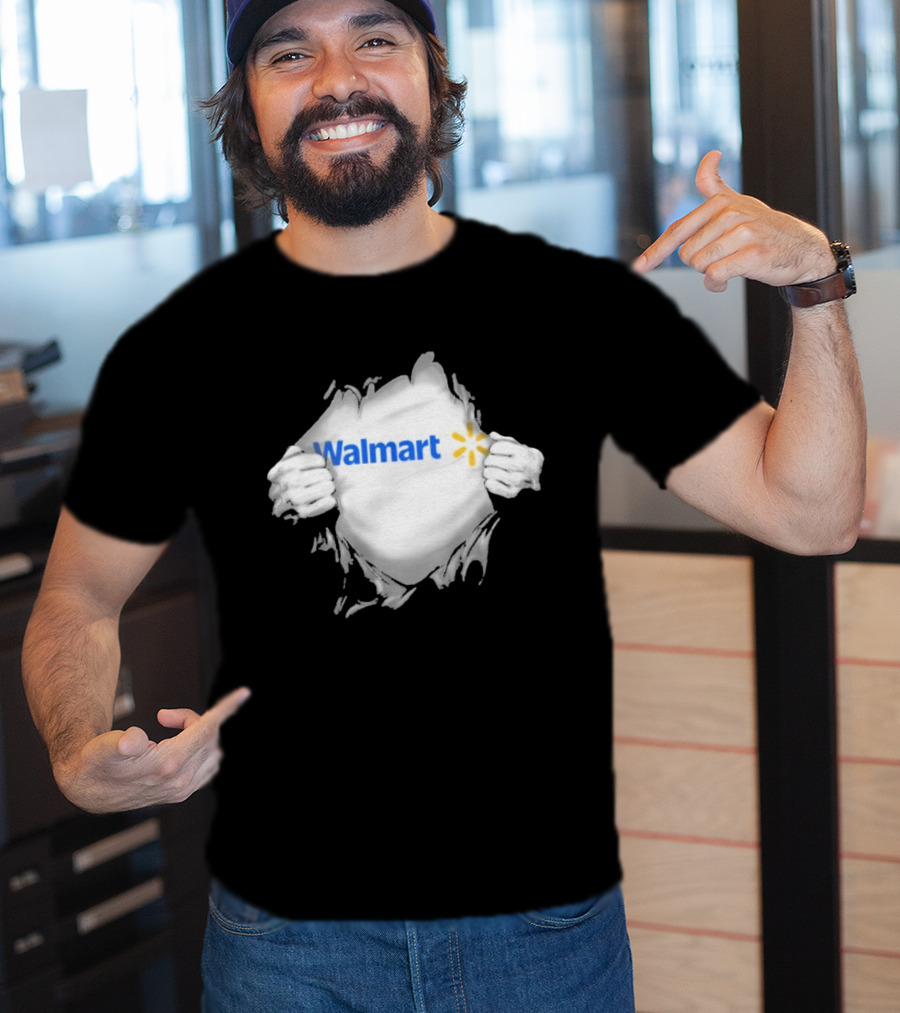 Walmart Ripped Chest Superhero Torn Employee T-Shirt
