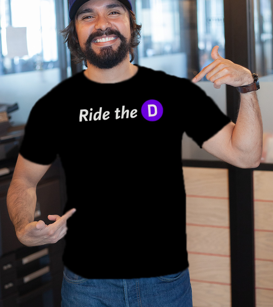Ride The D Text With Purple Circle Letter D T-Shirt