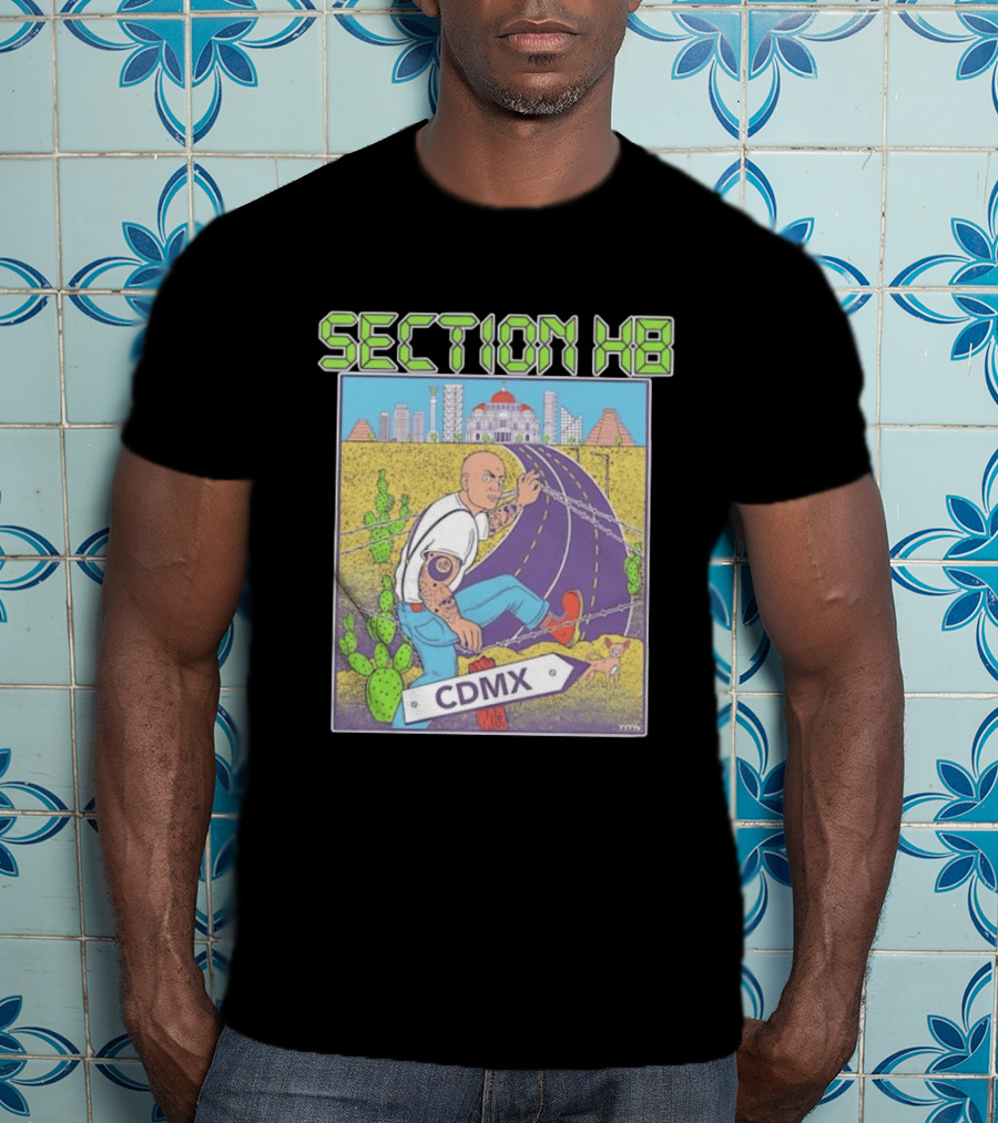 Section H8 CDMX Mexico City Punk Scene Urban Landscape With Cactus T-Shirt
