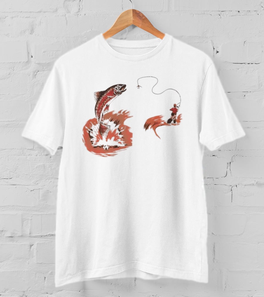 Fly Fisherman Catching Trout With Rod And Line T-Shirt