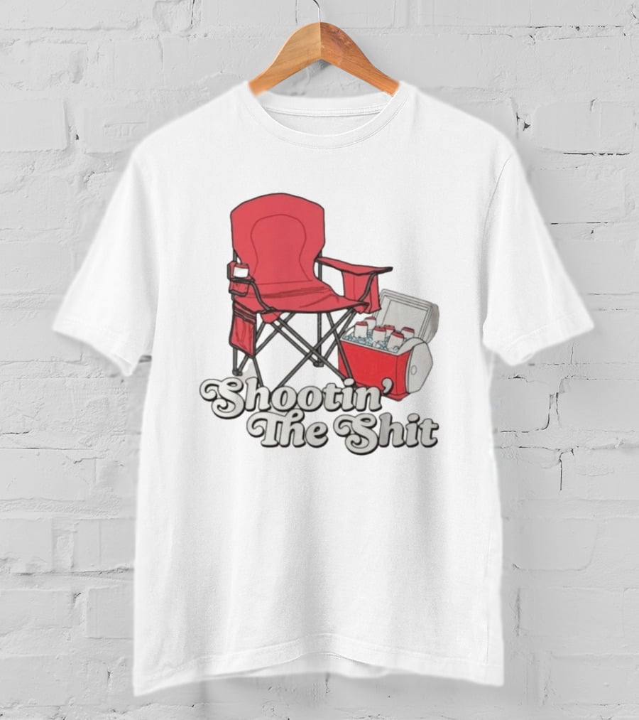 Shootin' The Shit Red Chair And Cooler BBQ Vibes T-Shirt