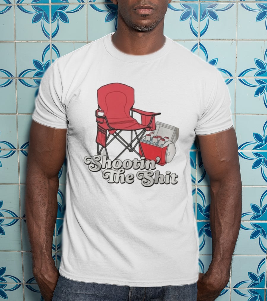 Shootin' The Shit Red Chair And Cooler BBQ Vibes T-Shirt