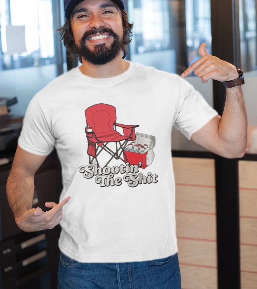 Shootin' The Shit Red Chair And Cooler BBQ Vibes T-Shirt