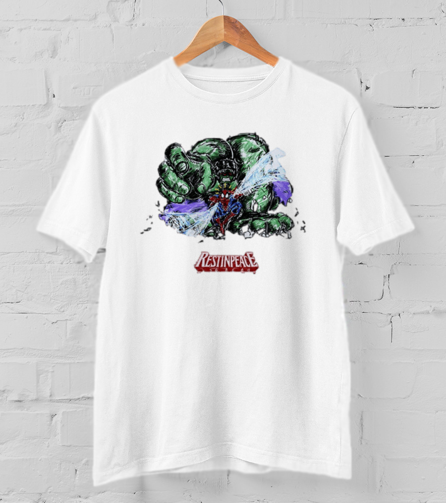 Marvel Comics Spider Man And Hulk Restinpeace Action Scene T-Shirt