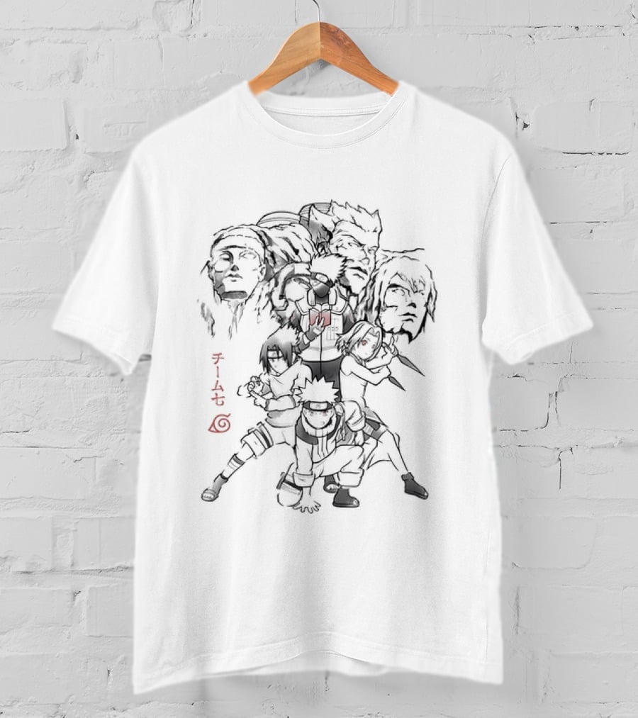 Team 7 Naruto Sasuke Sakura Kakashi Hatake Naruto Shippuden Manga Characters T-Shirt
