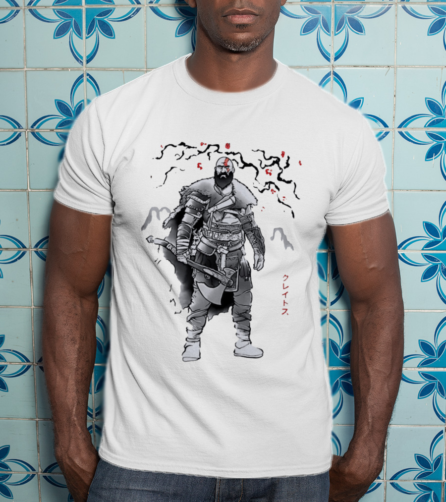 Kratos God Of War Japanese Script Omega T-Shirt