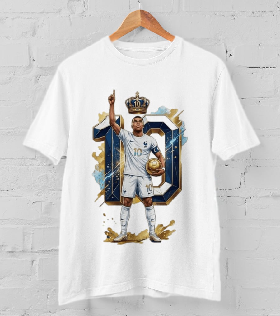 Kylian Mbappe France Number 10 Crowned Footballer T-Shirt