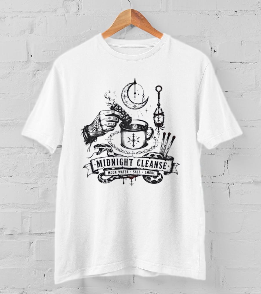 Moon Water Salt Smoke Midnight Cleanse Ritual Snake Hand Smudging T-Shirt