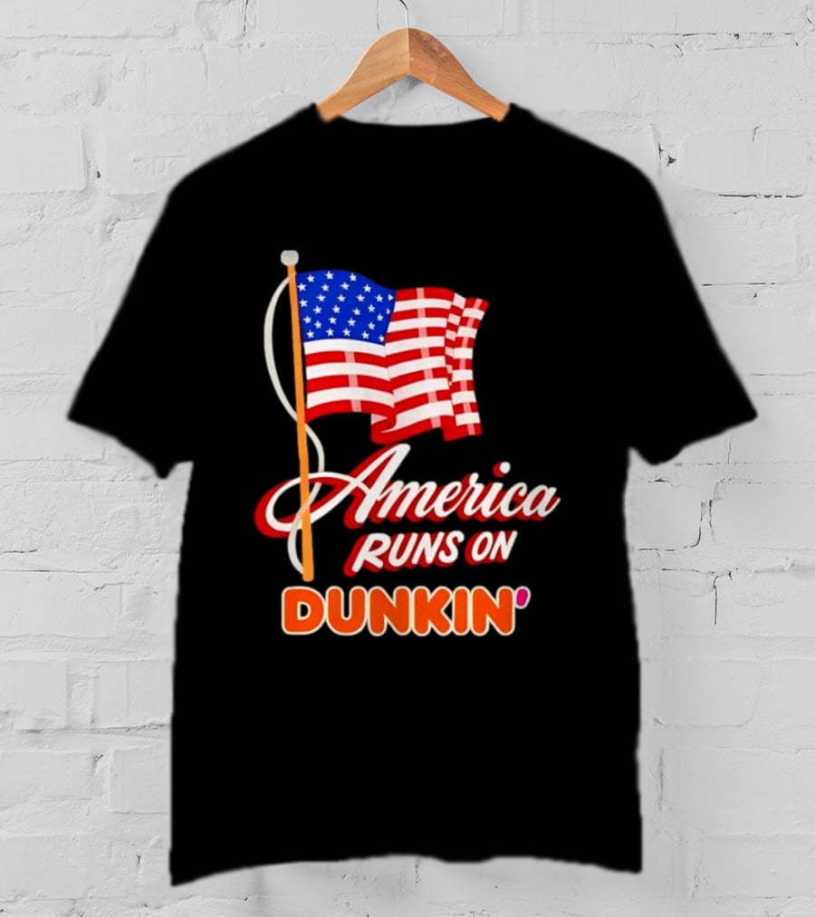 Patriotic America Runs On Dunkin' American Flag Pride T-Shirt