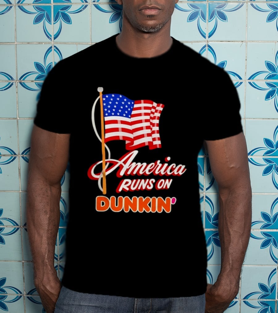 Patriotic America Runs On Dunkin' American Flag Pride T-Shirt