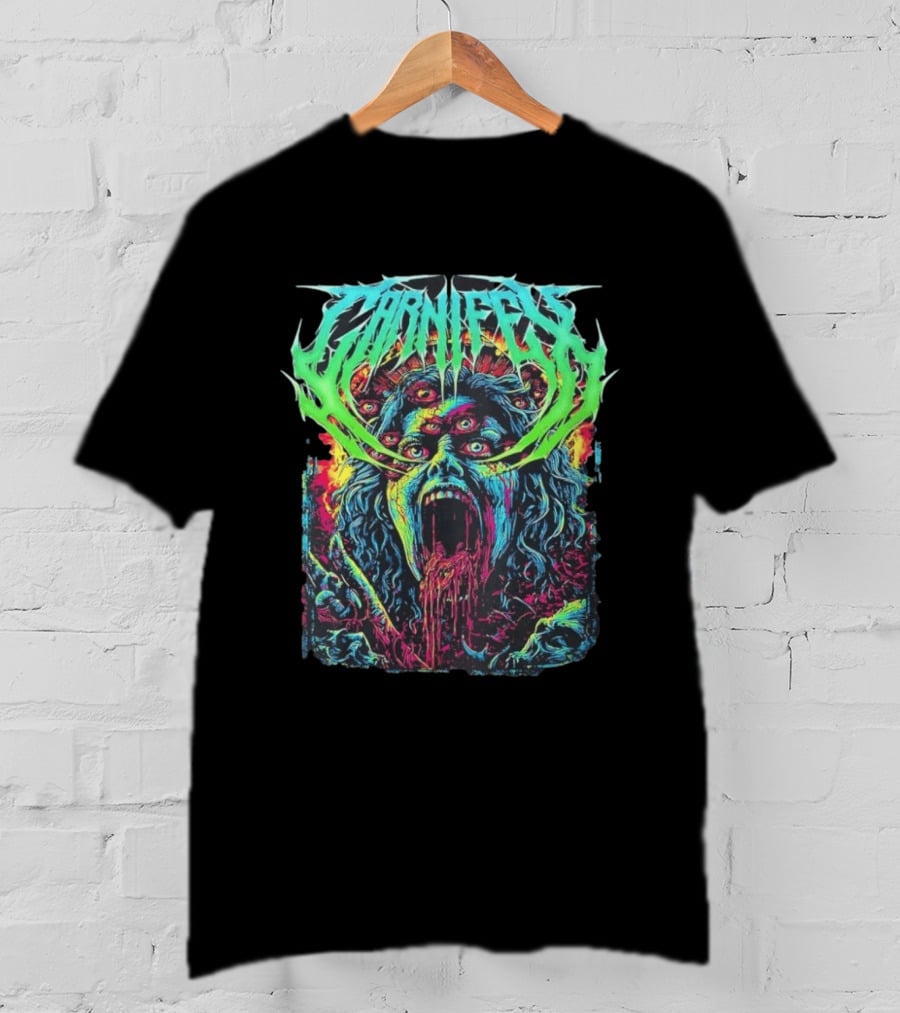 Carnifex Multieyed Screaming Face Metal Band Horror Neon T-Shirt
