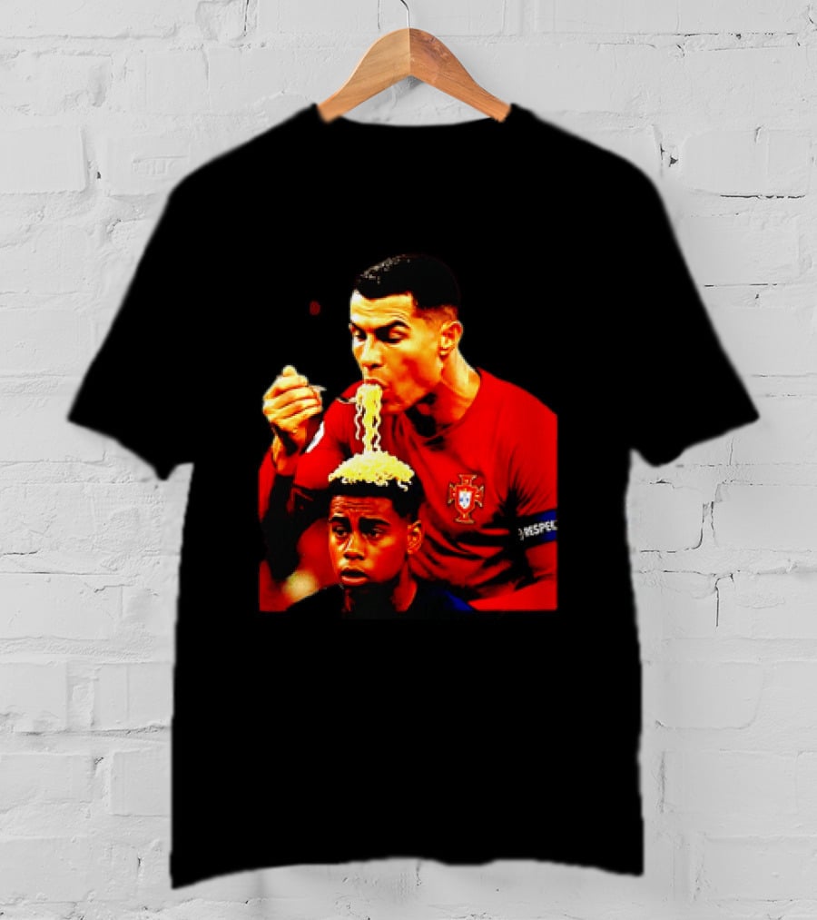 Cristiano Ronaldo Eating Noodles Meme Portugal Football UEFA T-Shirt