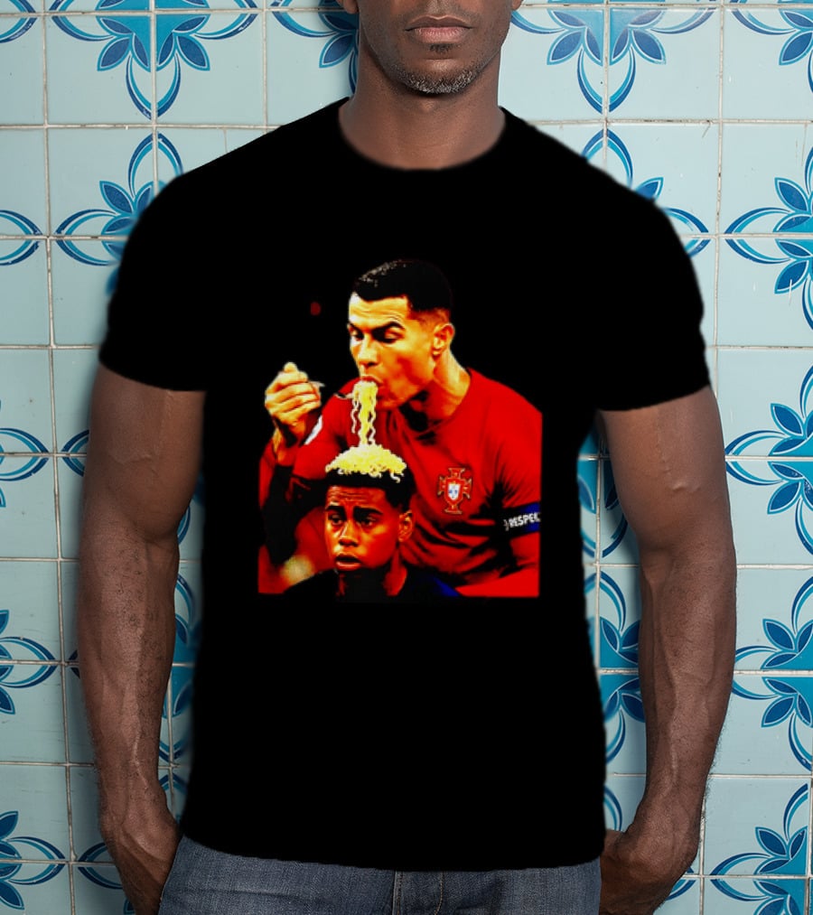 Cristiano Ronaldo Eating Noodles Meme Portugal Football UEFA T-Shirt