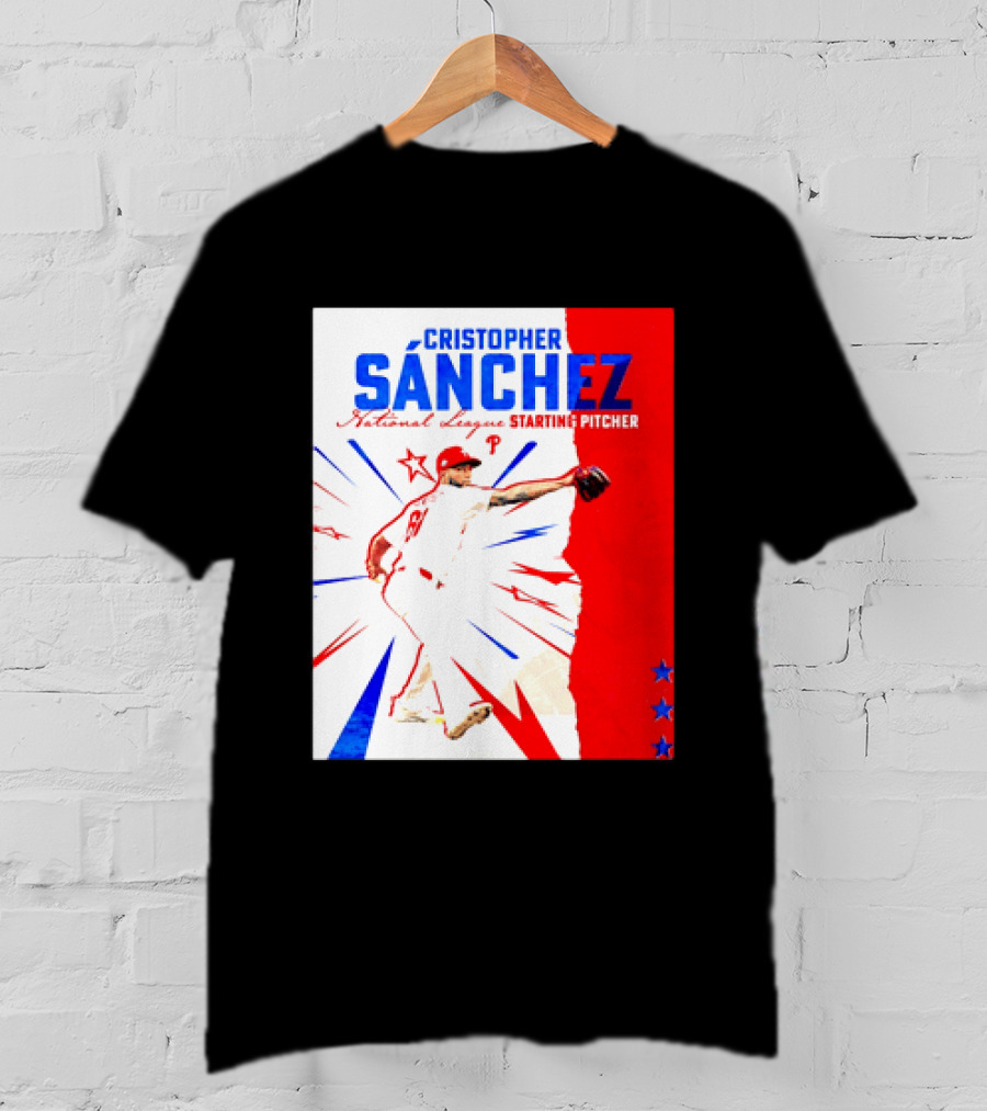 Cristopher Sánchez Philadelphia Phillies National League Starting Pitcher Red White Blue Stars T-Shirt