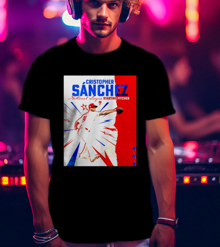Cristopher Sánchez Philadelphia Phillies National League Starting Pitcher Red White Blue Stars T-Shirt