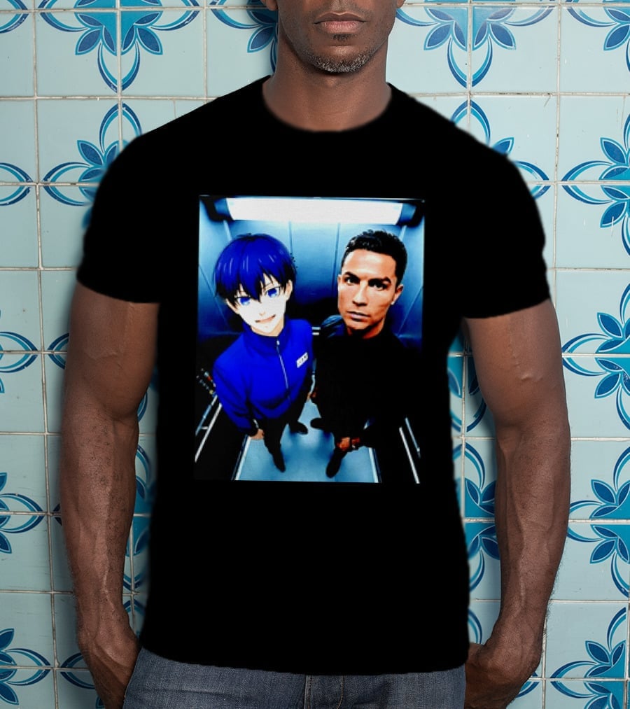 Ema Isagi Cristiano Ronaldo Collaboration Blue Lock Anime Football Star T-Shirt