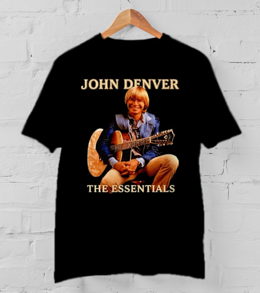 John Denver The Essentials Four Decades Of Folk Music Vintage Guitar T-Shirt